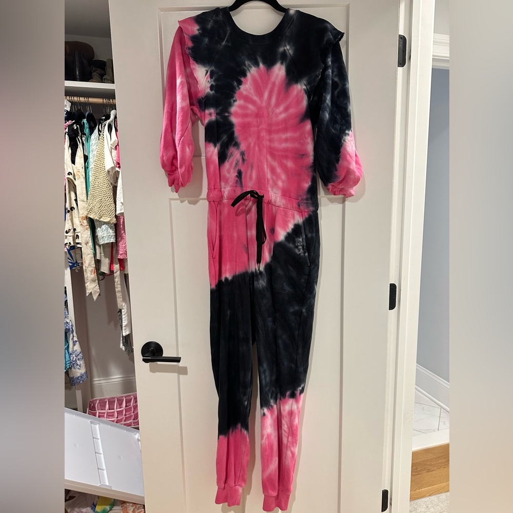 Something Navy Pink and Black Tie Dye Jumpsuit/size small